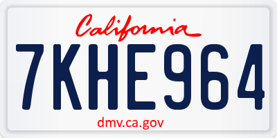 CA license plate 7KHE964