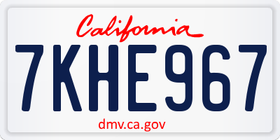 CA license plate 7KHE967