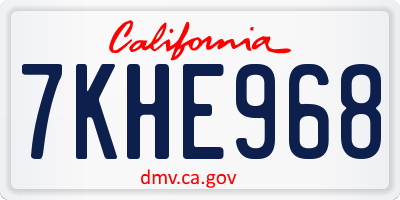 CA license plate 7KHE968
