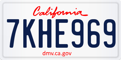 CA license plate 7KHE969