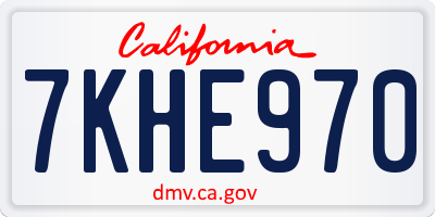 CA license plate 7KHE970