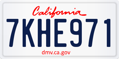 CA license plate 7KHE971