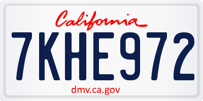 CA license plate 7KHE972
