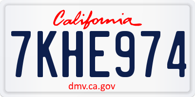 CA license plate 7KHE974