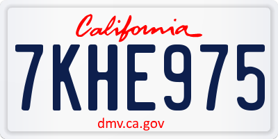 CA license plate 7KHE975