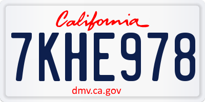 CA license plate 7KHE978