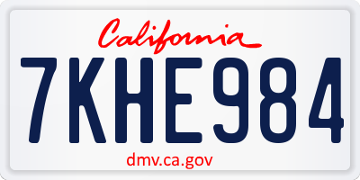 CA license plate 7KHE984