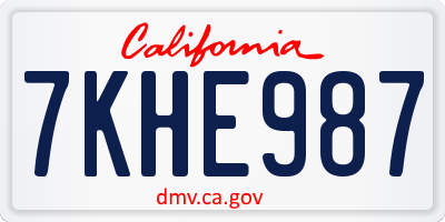 CA license plate 7KHE987