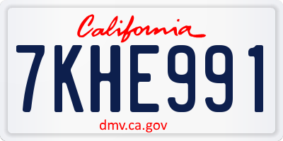 CA license plate 7KHE991
