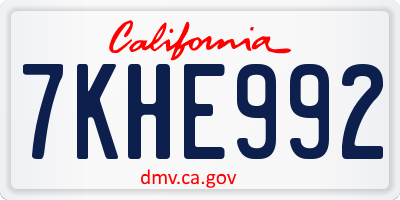 CA license plate 7KHE992