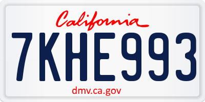 CA license plate 7KHE993