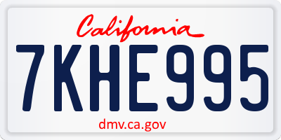 CA license plate 7KHE995