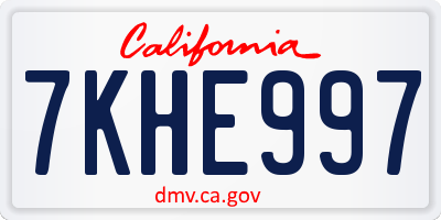CA license plate 7KHE997