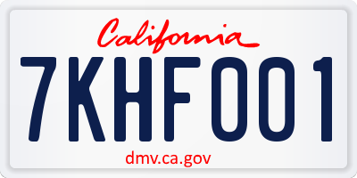 CA license plate 7KHF001