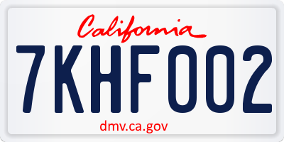 CA license plate 7KHF002