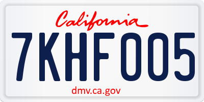 CA license plate 7KHF005