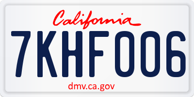 CA license plate 7KHF006