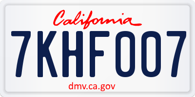 CA license plate 7KHF007