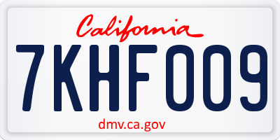 CA license plate 7KHF009