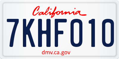 CA license plate 7KHF010