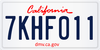 CA license plate 7KHF011