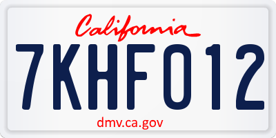 CA license plate 7KHF012