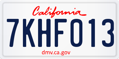 CA license plate 7KHF013