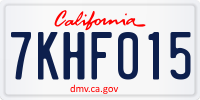 CA license plate 7KHF015