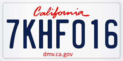 CA license plate 7KHF016