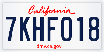 CA license plate 7KHF018