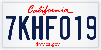 CA license plate 7KHF019