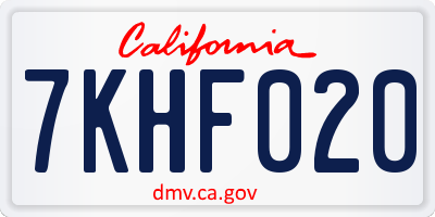 CA license plate 7KHF020