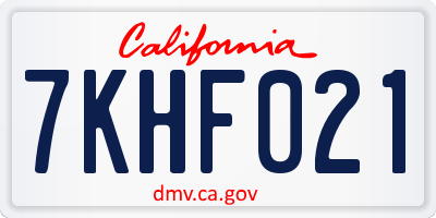 CA license plate 7KHF021