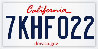 CA license plate 7KHF022