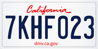 CA license plate 7KHF023