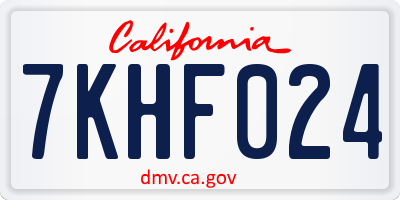 CA license plate 7KHF024