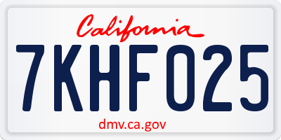 CA license plate 7KHF025