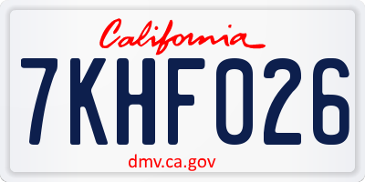 CA license plate 7KHF026