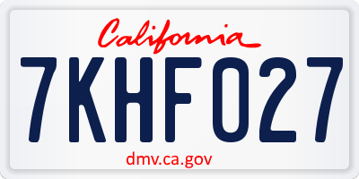 CA license plate 7KHF027