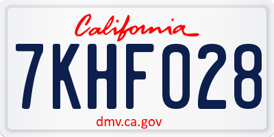 CA license plate 7KHF028