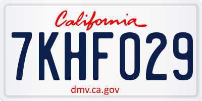 CA license plate 7KHF029