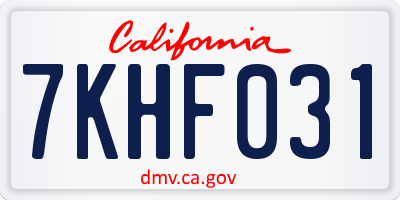 CA license plate 7KHF031