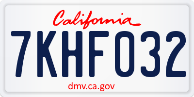 CA license plate 7KHF032