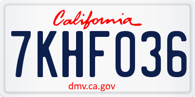 CA license plate 7KHF036