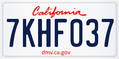 CA license plate 7KHF037