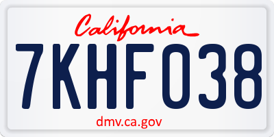 CA license plate 7KHF038