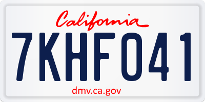 CA license plate 7KHF041