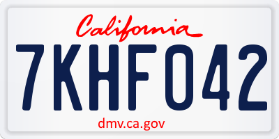 CA license plate 7KHF042