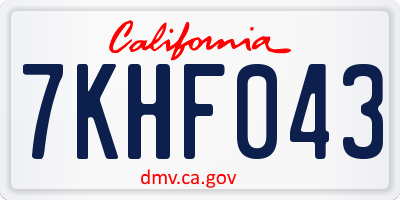 CA license plate 7KHF043