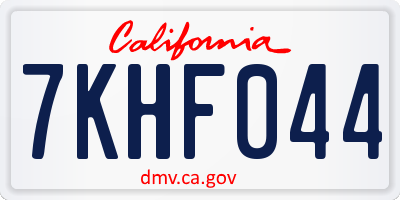 CA license plate 7KHF044
